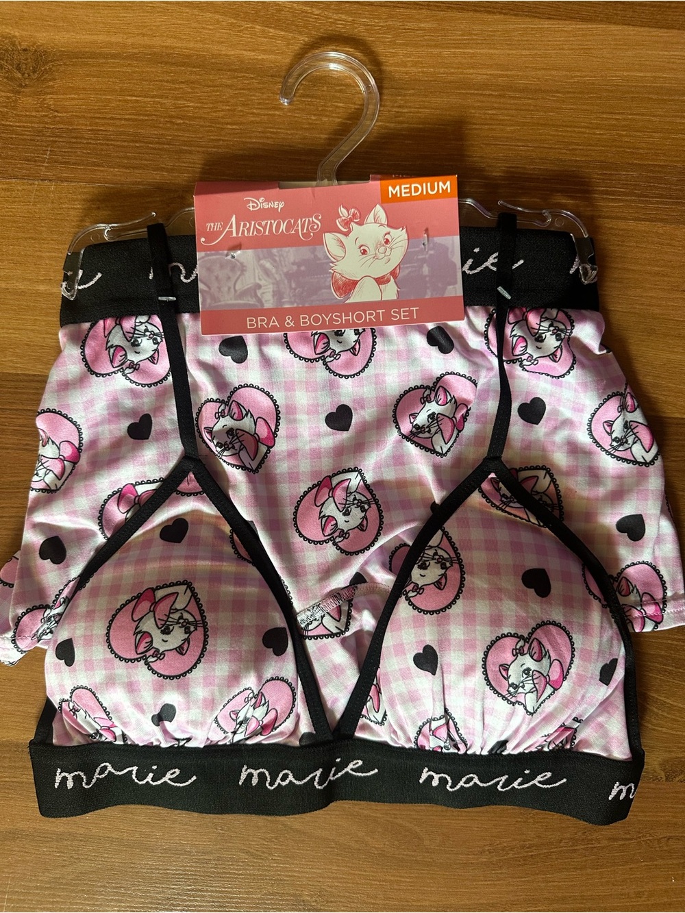 Disney Aristocats Marie Pink & Black Bra and Boyshort Set
